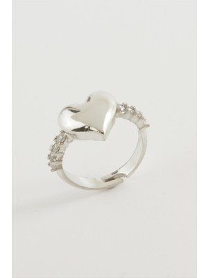 Renklime Kalp Taşlı Metal Yüzük