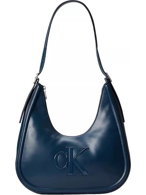 Calvin Klein Kadın Logo Desenli Ayarlanabilir Askılı Mavi Omuz Çantası LV04F3427G-RO3