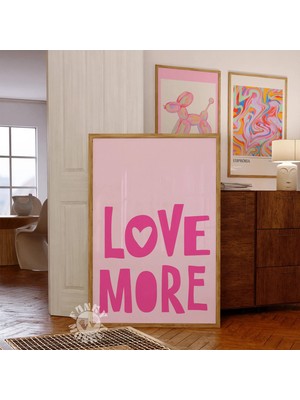 Ninastore Pembe Aşk Duvar Sanatı Baskısı/ Kalp Şeklinde Daha Çok Aşk Posteri/ Retro 70'ler Baskısı/ Trend Duva