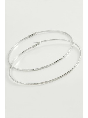 Renklime Zincir Çizgili Metal Halka Küpe 8-9-10 cm