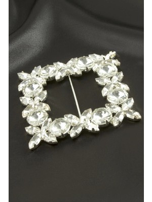 Renklime Çiçek Kare Taşlı Kemer Tokası