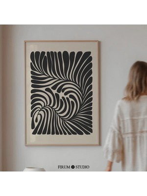 Ninastore Boho Soyut Botanik Sanat Baskısı / Siyah Organik Çizgiler / Oturma Odası Için Nötr Duvar Sanatı / Mo