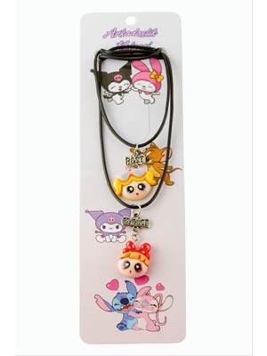 Zero Land Xmpdby Çizgi Film Karakteri Arkadaşlık Kolyeleri (Çift Kolye) - Siyah