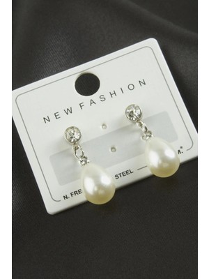 Renklime Damla Inci Taşlı Küpe