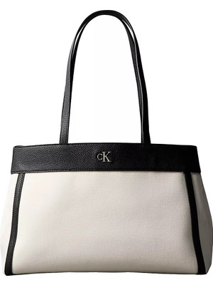 Calvin Klein Kadın Uzun Askılı Fermuar Kapamalı Ck Logo Detaylı Beyaz Omuz Çantası LV04F3503G-XSI