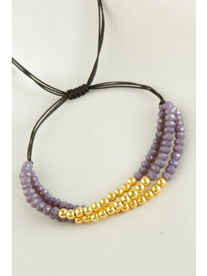 Renklime Top Metal Üçlü Kristal Bileklik