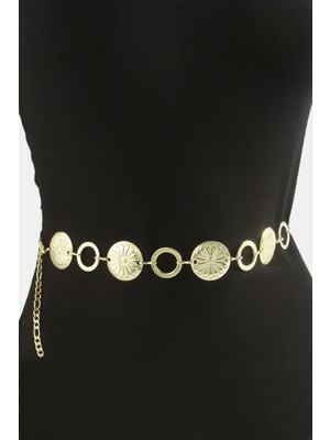 Renklime Çiçek Metal Zincir Kemer