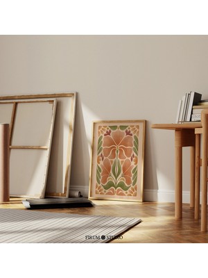 Ninastore Sıcak Renkli Soyut Botanik Baskılı Duvar Sanatı / Boho Çiçek Sanatı Baskısı / Rahat Yatak Odası Duva