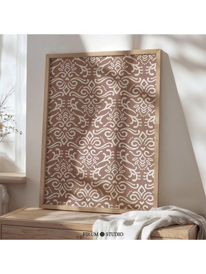 Ninastore Kahverengi ve Beyaz Şam Desenli Baskı/ Boho Geometrik Desenli Yazdırılabilir Sanat Eseri/ Dijital In