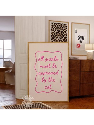 Ninastore Komik Kedi Baskısı/ Kedi Severler Için Hediye/ Pembe Kız Çocuk Tarzı Tipografi Posteri/ Trend Duvar