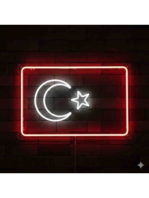 Kamer Neon LED Işıklı Türk Bayrağı