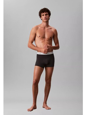 Calvin Klein Erkek Elastik Bel Bantlı Pamuklu Beşli Paket Siyah Boxer LV00NB4437-UB1