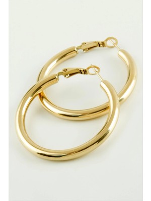 Renklime Boru Halka Lüks Çelik Küpe 3,5 cm