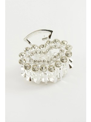 Renklime Kalp Taşlı Metal Mandal Toka 4,5 cm