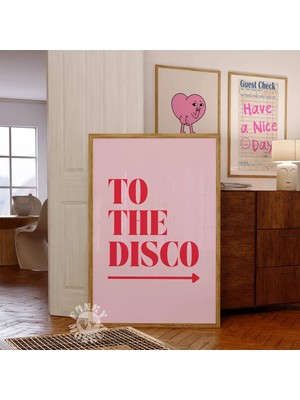 Ninastore "to The Disco" Baskılı Tabela/ Pembe Kırmızı Disko Duvar Sanatı Baskısı/ 70'ler Retro Estetiği/ Tren
