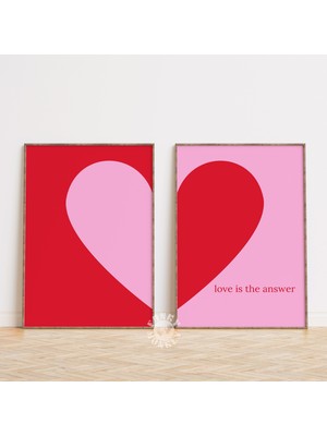 Ninastore Kalp Şeklinde Aşk Sanat Baskı Seti (2 Adet) / Modern Aşk Posteri / Şık Estetik / Trend Duvar Sanatı