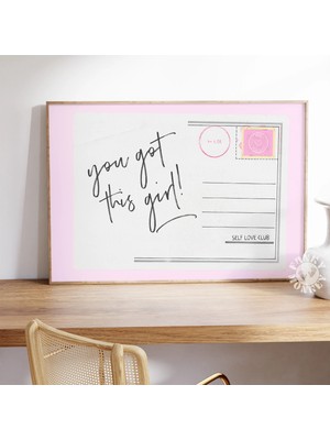 Ninastore "bunu Başaracaksın Kızım" Baskılı Duvar Sanatı / Pembe Trend Kartpostal Baskısı / Apartman Estetiği