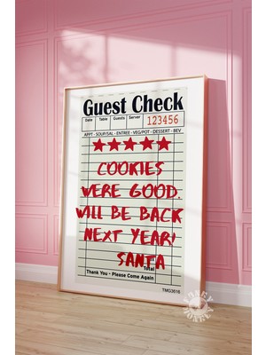 Ninastore Noel Misafir Çeki Baskısı/ Noel Baba'nın Kurabiyelere 5 Yıldızlı Değerlendirmesi/ Şık Noel Duvar San