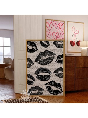 Ninastore Öpücük Dudak Baskısı/ Trend Duvar Sanatı/ Siyah Dudaklar Posteri/ Karanlık Coşkulu Oda Dekorasyonu/