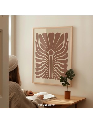Ninastore Terracotta Çiçek Sanatı/ Japandi Esintili Toprak Tonlu Baskı/ Boho Soyut Botanik Dekorasyon/ Oturma