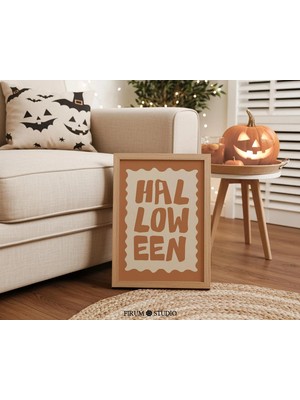 Ninastore Cadılar Bayramı Sözü Baskılı Duvar Sanatı – Cesur ve Ürkütücü Tipografi / Yanık Turuncu Modern Eklek