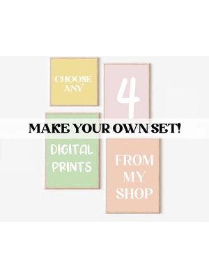 Ninastore Istediğiniz 4 Baskıyı Seçin ve Kendi Setinizi Oluşturun | Özel Galeri Duvarı/ 4'lü Galeri Seti/ Gale