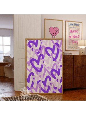 Ninastore Mor Grafiti Kalpler Baskısı/ Preppy Yazdırılabilir Sanat Eseri/ Trend Poster/ Preppy Yurt Estetiği/