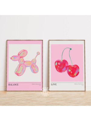 Ninastore Retro Duvar Sanatı Baskı Seti (2 Adet) / Pembe Şık Poster Seti / Yazdırılabilir Trend Duvar Sanatı /