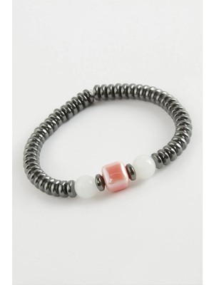 Renklime Cam & Hematit Doğaltaş Bileklik