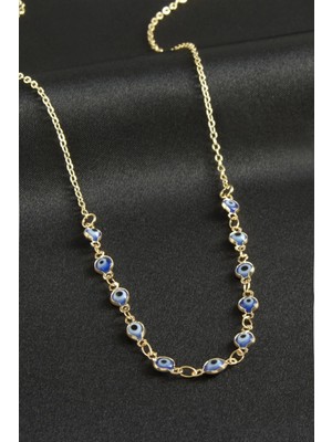 Renklime Nazarlı Mineli Kolye