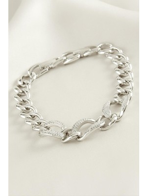 Renklime Xuping Oval Zirkon Taşlı Lüks Çelik Bileklik