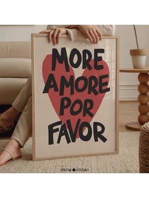 Ninastore More Amore Por Favor Baskılı Duvar Sanatı - Sevgililer Günü Aşk Sözü/ Eklektik Modern Daire Dekorasy
