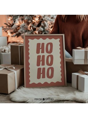 Ninastore Ho Ho Ho Noel Baskılı Duvar Sanatı/ Şenlikli Kırmızı Tatil Tipografisi Posteri/ Retro Komik Giriş Ba