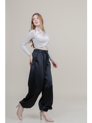 MissVina Lastikli Dar Paça Beli Lastikli Rahat Kesim Likralı Spor Pantolon 30036