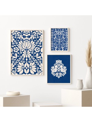 Ninastore Norveç Halk Sanatı Baskı Seti / Kraliyet Mavisi Iskandinav Dekorasyonu (Dijital Indirme)