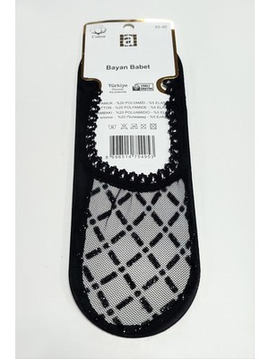 Renklime Çarpı Dantel Babet Çorap