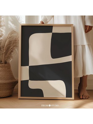 Ninastore Modern Soyut Duvar Sanatı Anında Indirilebilir - Siyah ve Bej Orta Çağ Ofis Dekorasyonu | 1888