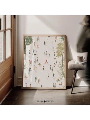 Ninastore Köpek Gezdirme Parkı Baskılı Duvar Sanatı – Minimalist Dış Mekan Illüstrasyonu/ Modern Köpek Sever D