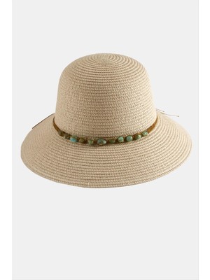 Renklime Akik Doğaltaşlı Hasır Şapka