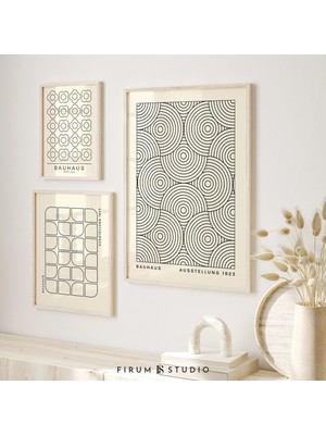 Ninastore Nötr Soyut Sanat Eseri Seti (3 Parça) / Modern Baskı Sanatı / Minimalist Geometrik Bauhaus Posterler