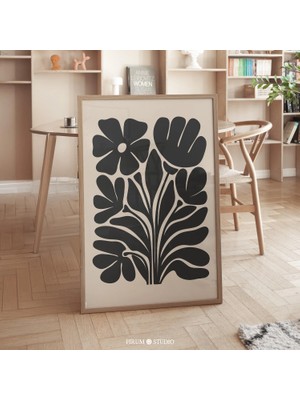 Ninastore Koyu Renkli Yabani Çiçek Botanik Baskılı Duvar Sanatı – Hüzünlü Boho Çiçek Tasarımı/ Modern Oturma O