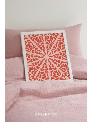 Ninastore Dopamin Soyut Baskılı Duvar Sanatı - Cesur Mercan Grafik Tasarımı/ Eğlenceli Yatak Odası Dekorasyonu