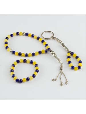 Renklime 3' Lü Doğal Taş Set (Anahtarlık,bileklik,tesbih)