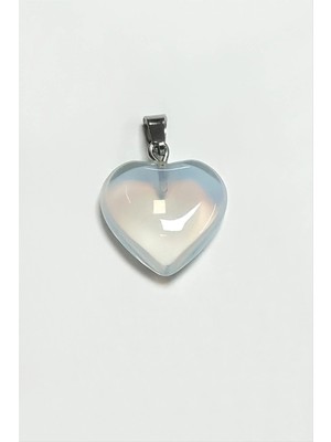 Renklime Ay Taşı Kalpli Doğaltaş Kolye Ucu