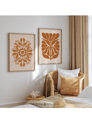 Ninastore 2 Parçalı Botanik Duvar Sanatı / Sıcak Tonlu Baskılar / Indirilebilir Baskılar / Soyut Botanik / Top