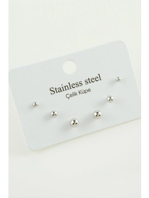 Renklime 6 Adet Top Çelik Küpe