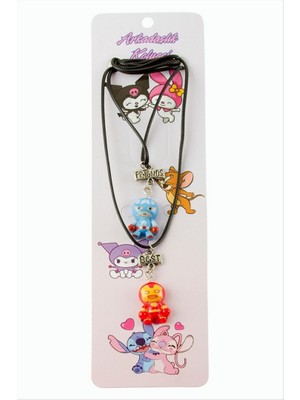 Zero Land Xmpdby Süper Kahraman Arkadaşlık Kolyeleri (Çift Kolye) - Siyah