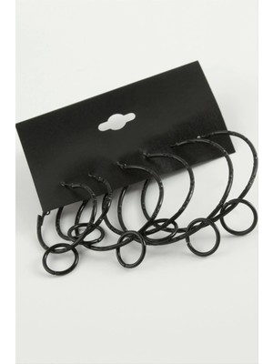 Renklime Noktalı Iç Içe Metal Halka Küpe 6 Adet