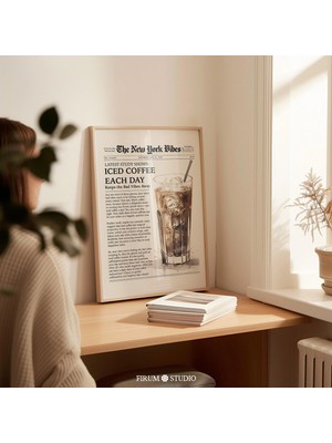 Ninastore Buzlu Kahve Gazete Duvar Sanatı Indirilebilir Baskı - Şehir Merkezi Kızı Bağımsız Daire Dekorasyonu