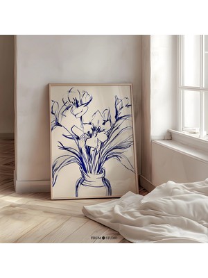 Ninastore Hafif Estetik Sanat - Nötr Tonlardaki Daire Duvar Dekoru Için Soyut Çiçek Sanatı | Modern Oturma Oda